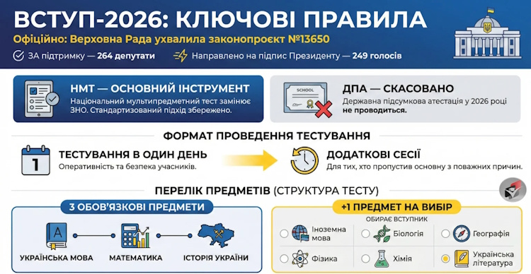Інформація для абітурієнтів, що вступають у 2026 році